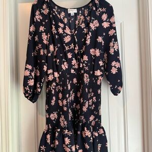 Premier Navy Floral Dress with Pink Blossoms